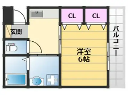 サウス TEN(1K/3階)の間取り写真