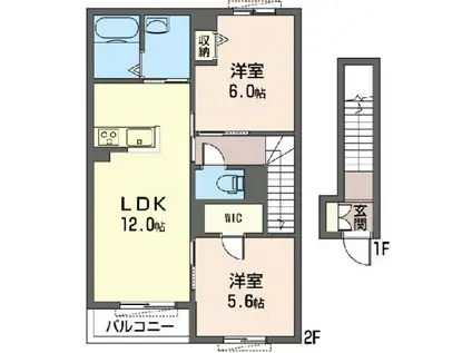 オリージャ湘南(2LDK/2階)の間取り写真