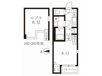 ハーモニーテラス愛知町(1K/1階)の間取り写真