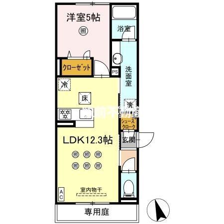 NEW LIFE大保(1LDK/1階)の間取り写真