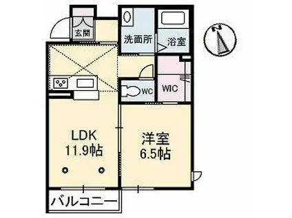 シャーメゾン祗園(1LDK/1階)の間取り写真