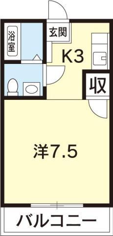 蔵本ハイツ(1K/2階)の間取り写真