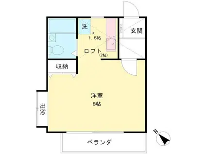 タウンハウス菊野台(ワンルーム/2階)の間取り写真