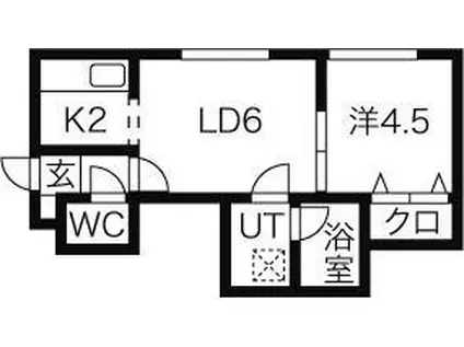アビタ琴似(1LDK/1階)の間取り写真