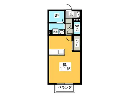 モナリエ竹成 A棟(ワンルーム/2階)の間取り写真