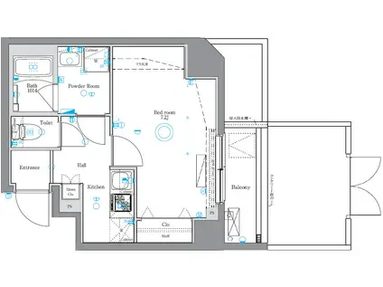 ユリカロゼAZ西台(1K/1階)の間取り写真