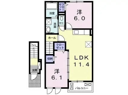 グレイスガーデン(2LDK/2階)の間取り写真
