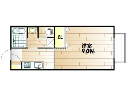 セイントオークI(1K/1階)の間取り写真