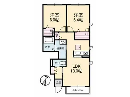 シャーメゾンアイリス(2LDK/1階)の間取り写真