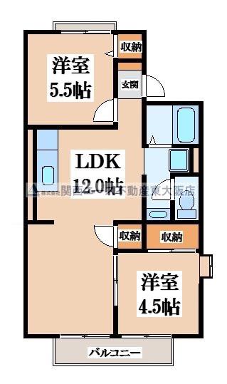 クレスト・シティー・ビュー(2LDK/1階)の間取り写真