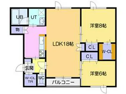 ウィスタリアードII(2LDK/3階)の間取り写真