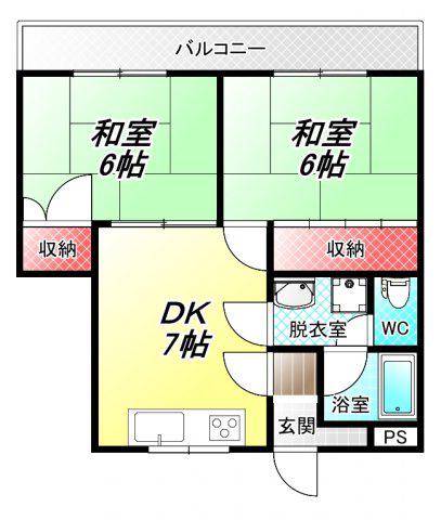 アクティ金田(2DK/4階)の間取り写真