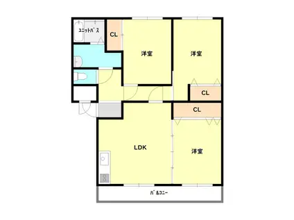 以留鹿倶楽部(3LDK/3階)の間取り写真