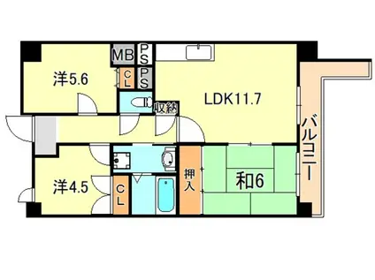 エンゼラート明石(3LDK/9階)の間取り写真