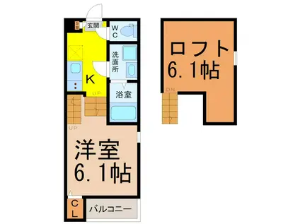 天白区大坪二丁目Aコーポ(1SK/2階)の間取り写真