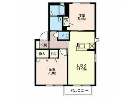 グレースメゾン小柳 I棟(2LDK/2階)の間取り写真