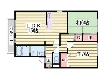 ラ・フォーレ マリア―ジュB(2LDK/2階)の間取り写真
