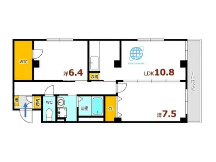 フォブール銀河(2LDK/2階)の間取り写真