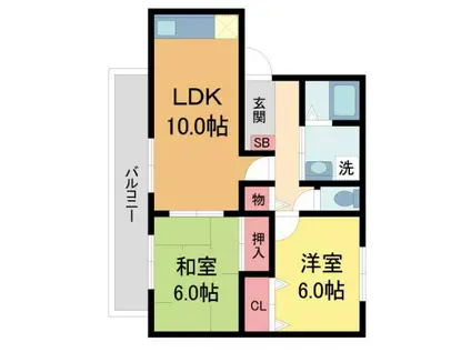 イーストハウス(2LDK/1階)の間取り写真