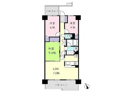 エステ・スクエア松戸(3LDK/4階)の間取り写真