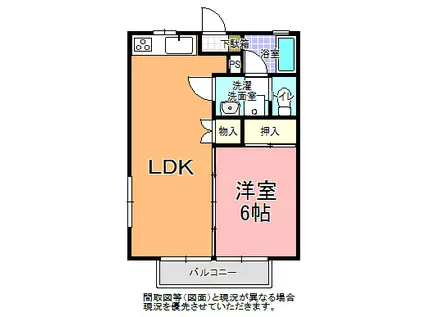 コーポ山野 F棟(1LDK/1階)の間取り写真