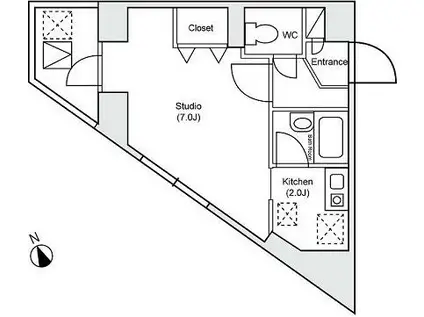 トアロード(1K/3階)の間取り写真