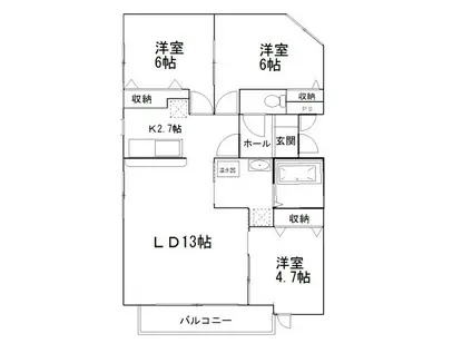 ブライズシーズン双葉テラス(2LDK/2階)の間取り写真