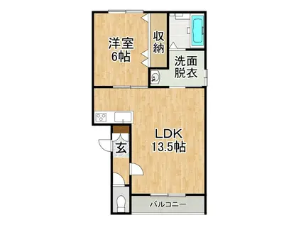 プリマ光南(1LDK/3階)の間取り写真