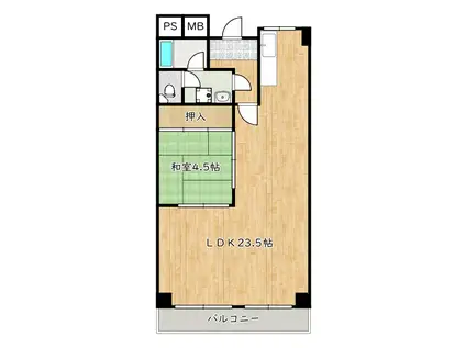 コートSU(1LDK/2階)の間取り写真