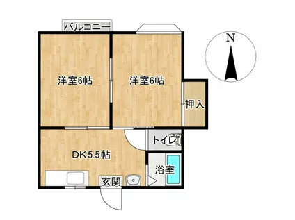 ラフロイグ天神(2DK/1階)の間取り写真