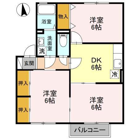 アースアイランドII(3DK/1階)の間取り写真