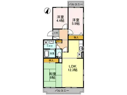 オースター6番館(3LDK/2階)の間取り写真