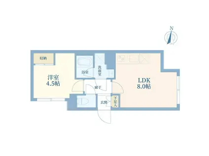 ウェルスクエア西大井(1LDK/4階)の間取り写真