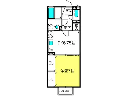 ラフィナートIII(1DK/1階)の間取り写真