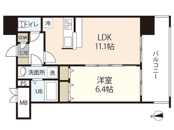 コンティニューム宇品(1LDK/6階)の間取り写真