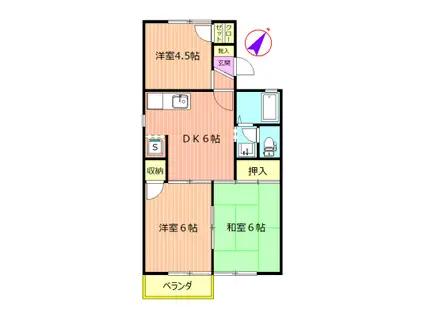 セジュールプラムC(3DK/2階)の間取り写真