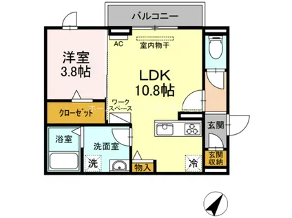歩夢III(1LDK/2階)の間取り写真