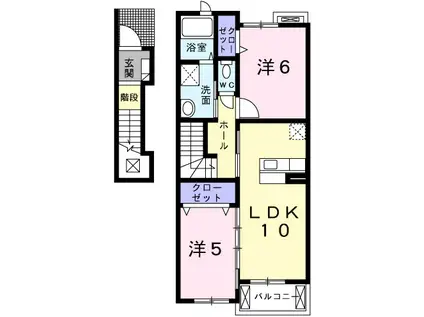 フェイリス・カーサ(2LDK/2階)の間取り写真