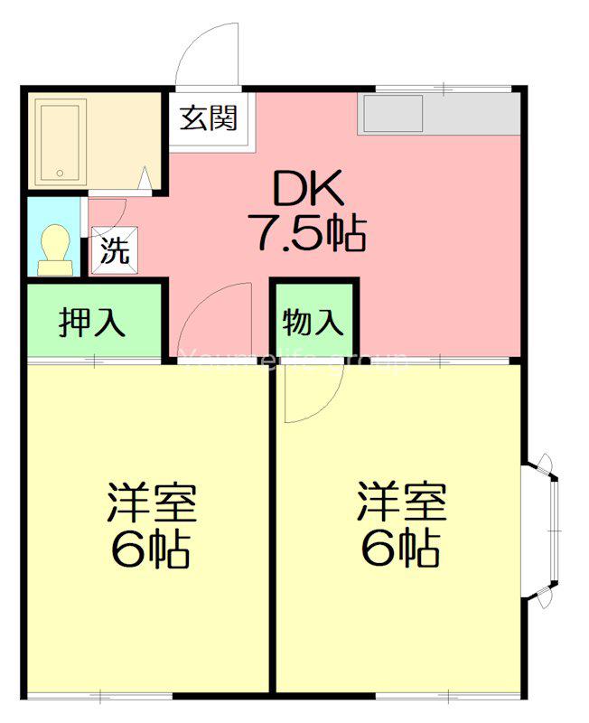イルマーレ1番館(2DK/2階)の間取り写真