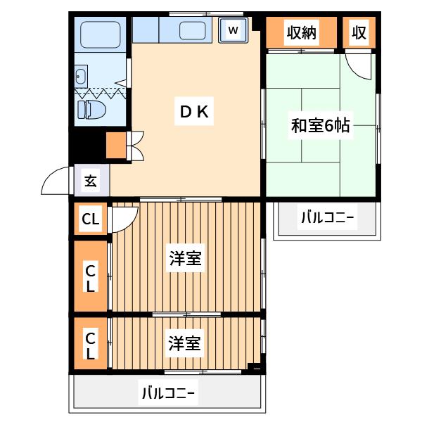 ドルフィンハイツⅡ(3DK/3階)の間取り写真
