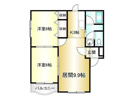 プリオールヴァンベールI(2LDK/1階)の間取り写真