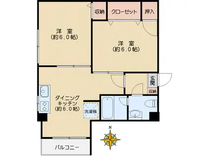 目白台サンハイツ(2DK/3階)の間取り写真