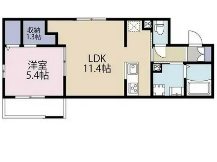 カーサプリムラI(1LDK/1階)の間取り写真