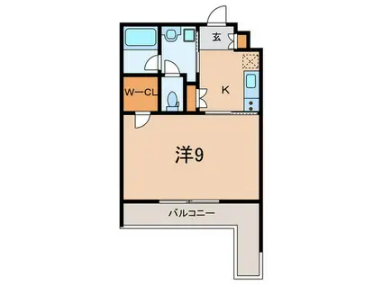 ウェルスクエア芦屋(1K/2階)の間取り写真