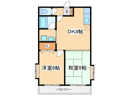 ハイツイチノB(2DK/3階)の間取り写真