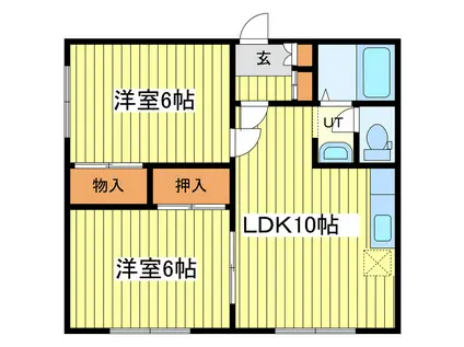 明園ビル(2LDK/2階)の間取り写真