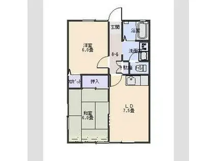 ウィーグルII(2DK/2階)の間取り写真