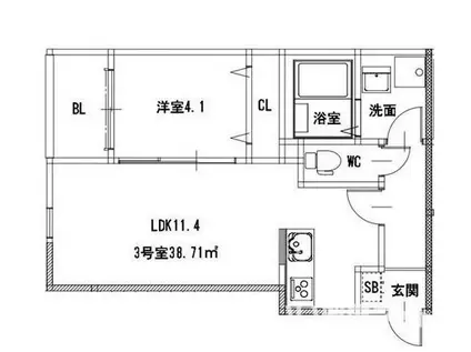 メゾンクレール御領(1LDK/2階)の間取り写真