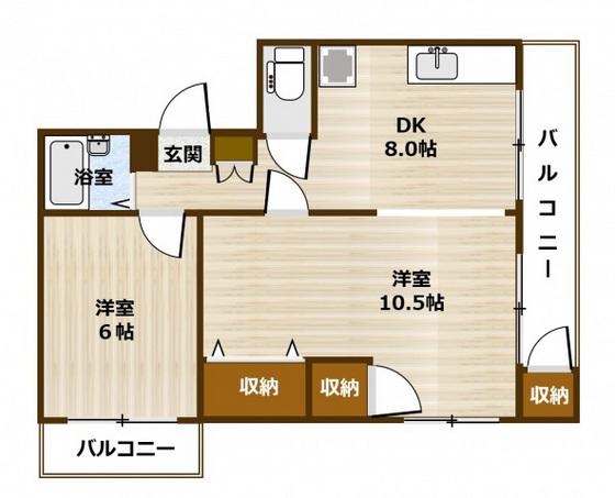アズサコーポ(2DK/4階)の間取り写真