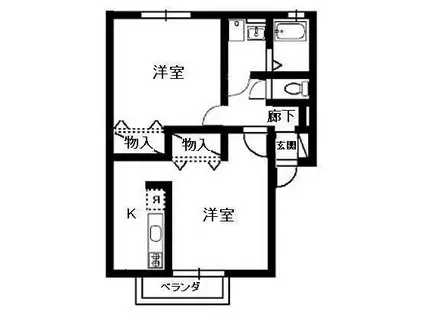 カサブランカ(2K/2階)の間取り写真